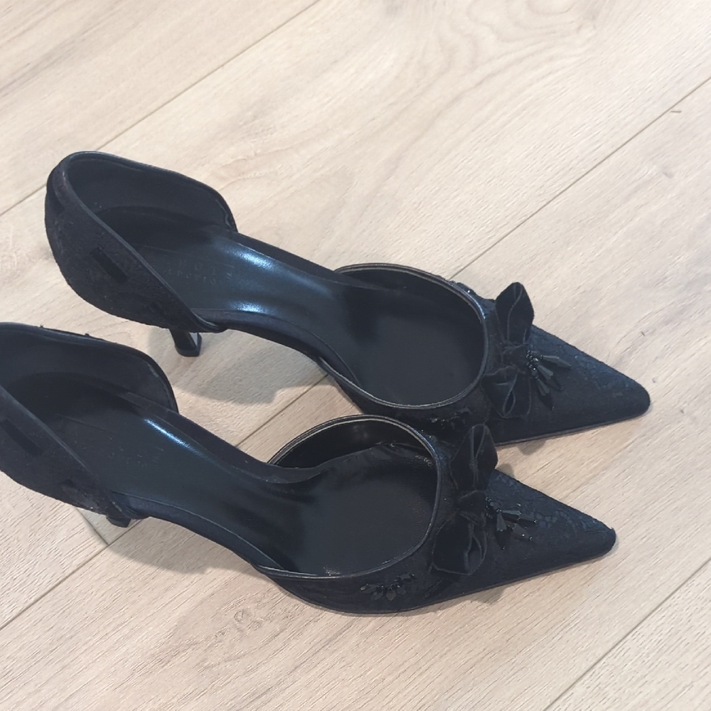 Talbots Black Kitten Heels with Elegant D'Orsay Design